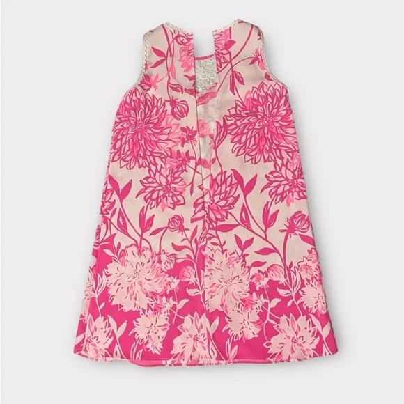 Lilly Pulitzer Sleeveless Shift Dress Size 0 Pink White Floral Lace Back Zipper - Picture 5 of 10